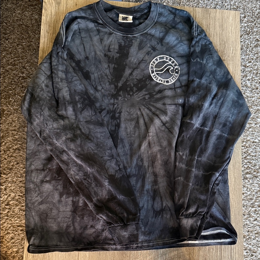 Surf Style Black and Gray Tie-Dye Long Sleeve Shirt